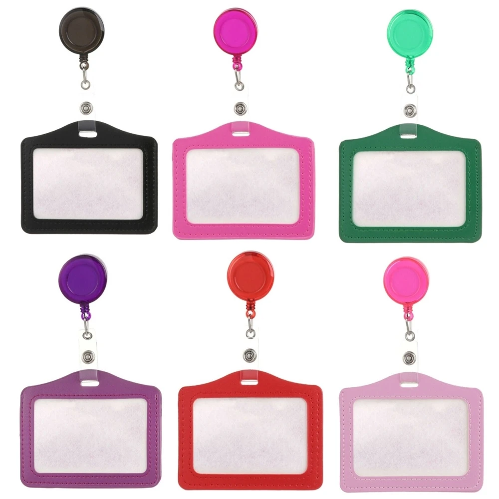 Soporte para tarjeta de identificación de enfermera, soporte con carretes de placa retráctil, Clip de placa con nombre, suministros escolares de oficina, color caramelo, estilo horizontal
