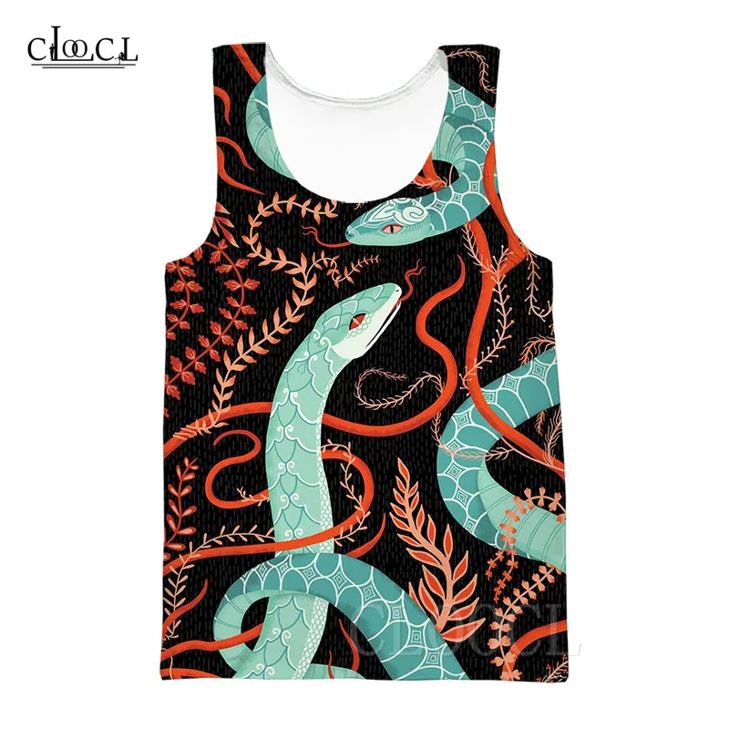 Майка без рукавов со змеиным узором 3d принт с животными уличная одежда для мужчин