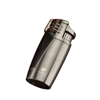 

COHIBA Gas Lighter 3 Torch Jet Cigar Cigarette Lighters Portable Tobacco Accessory with Gift Box