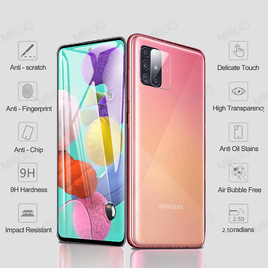 Закаленное стекло для Samsung A51 Защитное экрана A50 A70 Galaxy A10 A01 A30 A40 A20 A71|Защитные