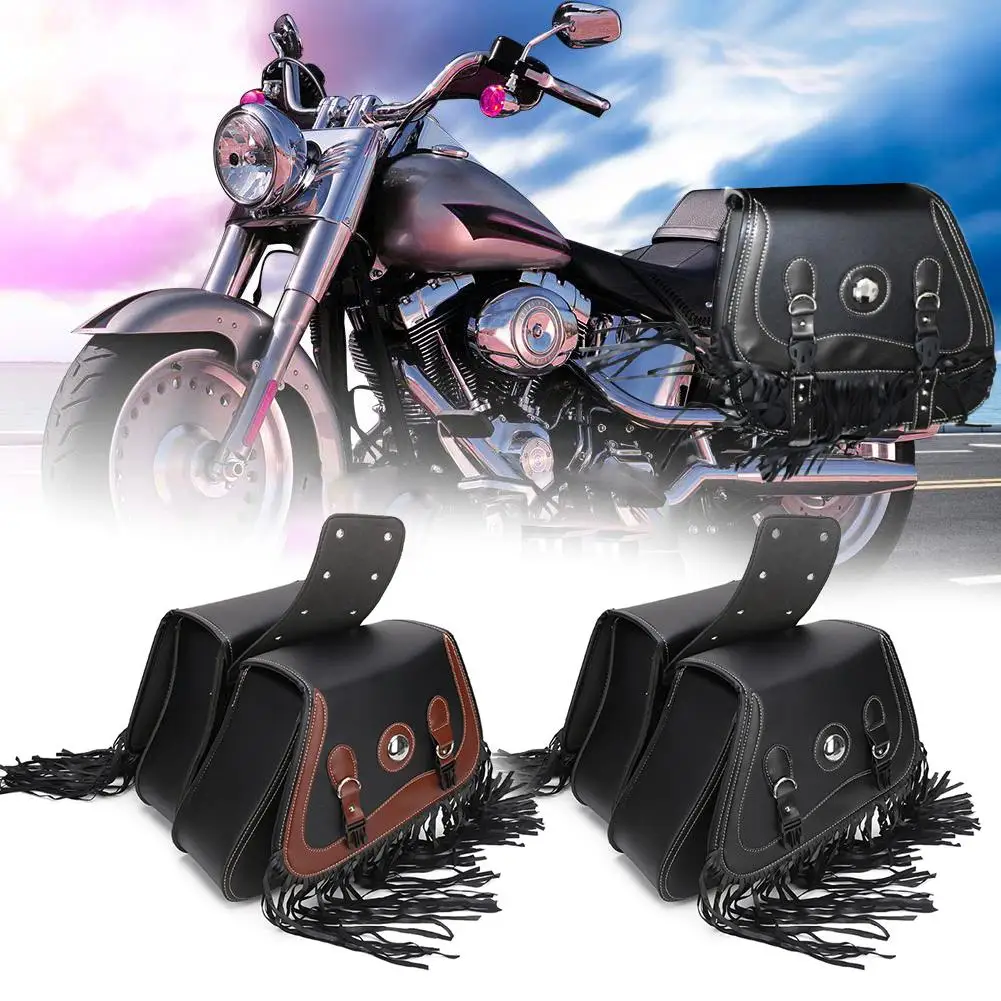 

New Waterproof Motorcycle Tail Bag Saddle Bag Durable Retro Model Rear Motorcycle Seat Bag High Capacity Rider Backpack 2pcs