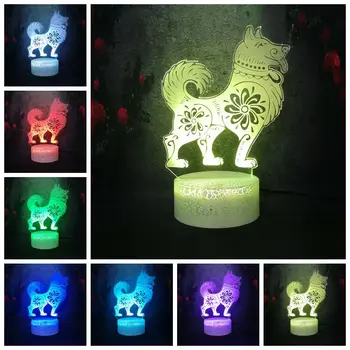 

Lampara de Lava LED RGB 7 Color change Flash Lights 3D Acrylic Tattoo pattern wolf-dog Crack Lamp Boy Holiday Gift Night Lamps