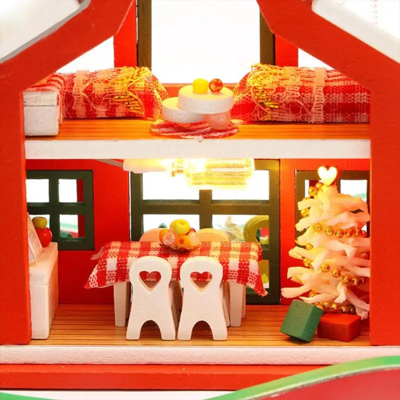TTnight Merry Christmas Деревянный DIY кукольный домик домики миниатюрный сборный домик с освещением Кукольный дом игрушки для детей