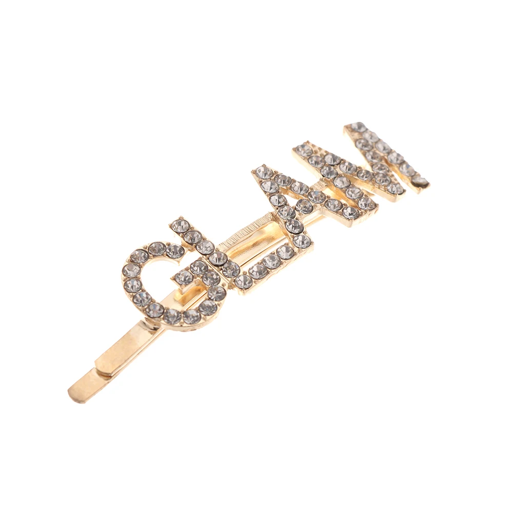 1 шт. Модный Блестящий кристалл шпильки со стразами GLAM/DRIPPIN буквы заколки для волос заколка аксессуары для укладки волос для женщин девочек - Цвет: GLAM (Gold)