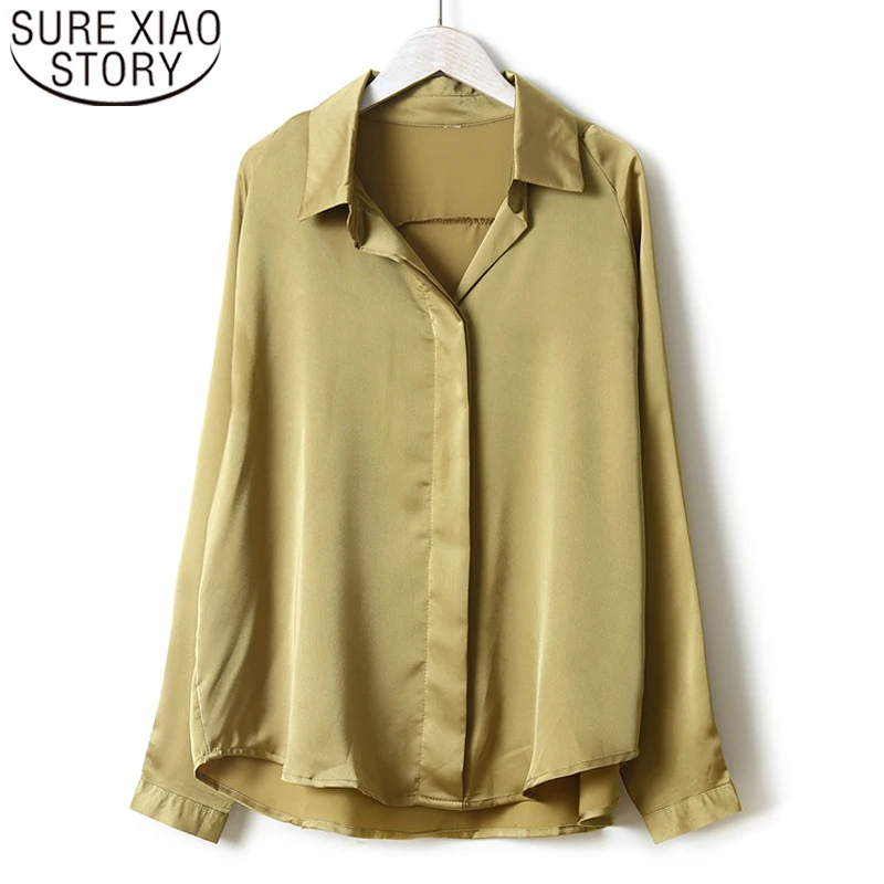 

blusas mujer de moda 2019 womens tops and blouses Button Solid women long sleeve shirts blouse for women tops clothing 6649 50