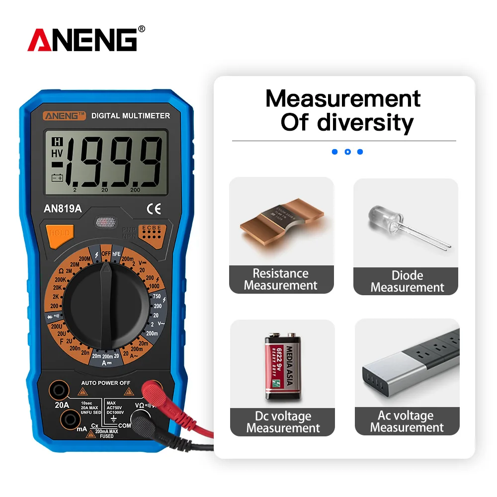 ANENG AN819A мультиметр цифровой транзистор тестер мини мультиметры цифровые