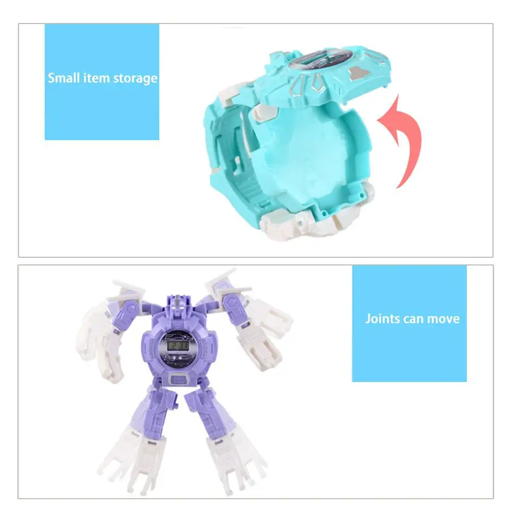 Робот трансформация наручные часы игрушка меха Робот Электронные часы детские спортивные Мультяшные часы детские рождественские подарки