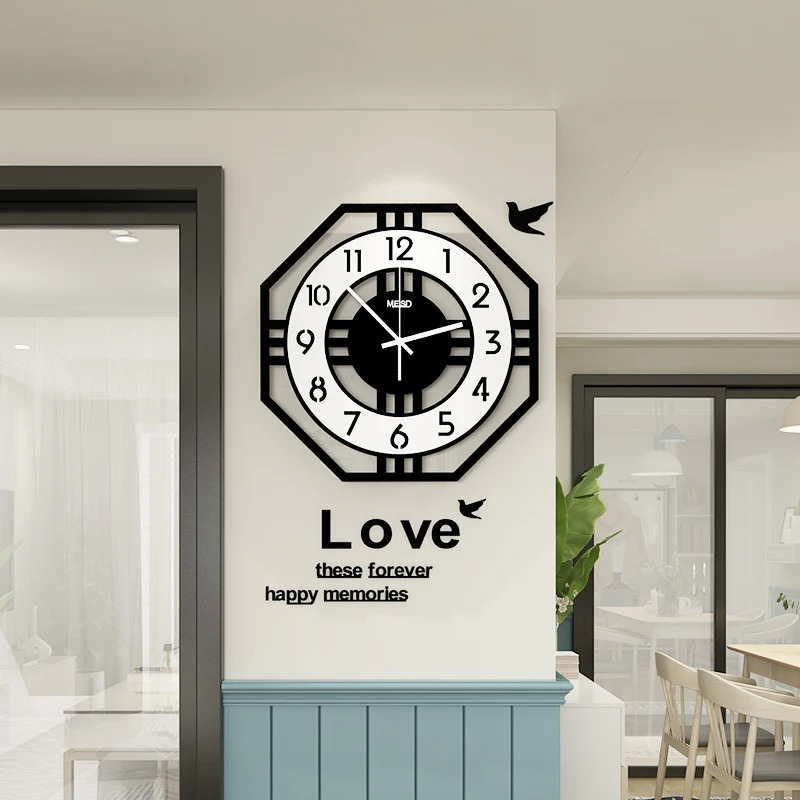 

Fashion Creative Geometric Abstracted Wall Clock Modern Design MEISD European style Clocks Free Shining Living Room Home Decor