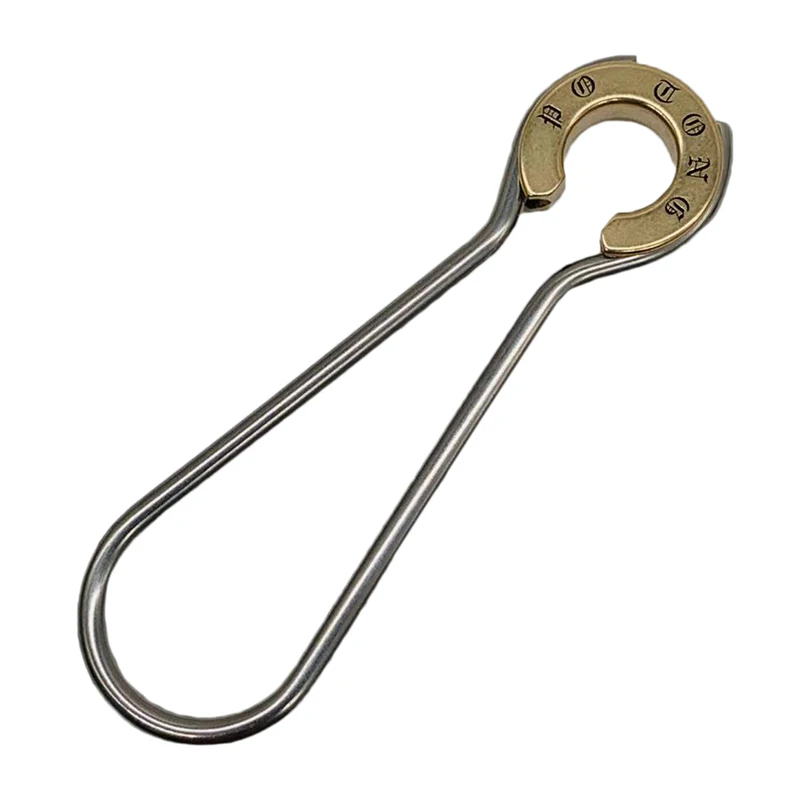 Portachiavi vintage in ottone placcato oro lucido a forma di ferro di cavallo con passante, nuovo, vecchio stock - Italia Portachiavi vintage in ottone placcato oro lucido a forma di ferro di cavallo con passante, nuovo, vecchio stock - Italia
