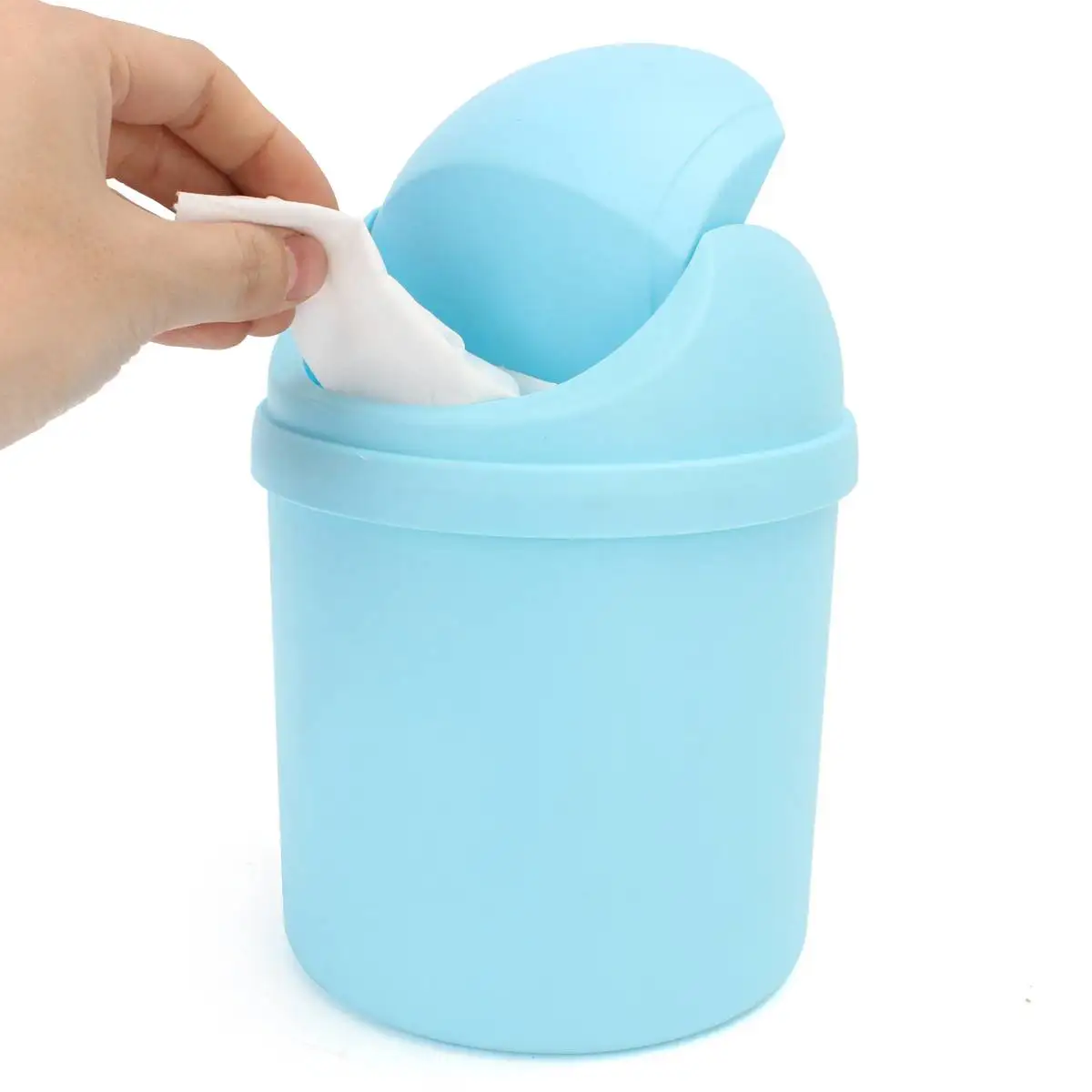 Table Trash Can Swing Small Waste Bin Trash Can Desktop Kitchen Bathroom Garbage Bin Mini Covered Kitchen Garbage Basket