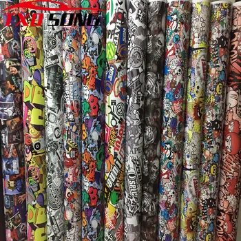 

Premium Sticker bomb Vinyl Wrap StickerBOMB Adhesive Cartoon Skull JDM Printed Racing Motorcycle Bike Scooter Bomb Wrapping Film
