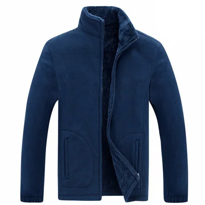 DIMUSI зимние мужские флисовые куртки s Softshell повседневные мужские толстые теплые толстовки мужские теплые одноцветные кофты с капюшоном пальто одежда 7XL - Цвет: Dark Blue