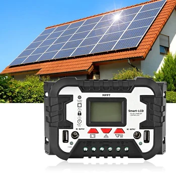 

30A 12V/24V Waterproof Solar Charge Controller MPPT Dual USB LCD Display Suitable For Automobile And Motorcycle Batteries
