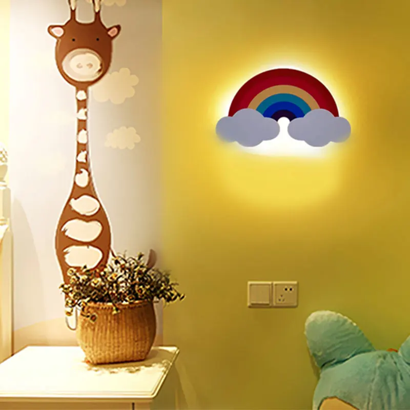 Children Bedroom Decoration LED Wall Night Light Battery Power LED Rainbow Night Lamp with Remote Control Home Decor