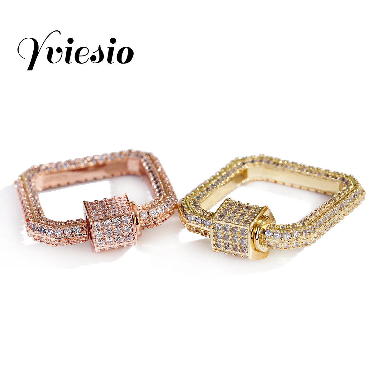

Inlaid White Zircon Diy Creative Square Carabiner Screw Clasps Accessories For Handmade Buckle Style Pendant Jewelry Making