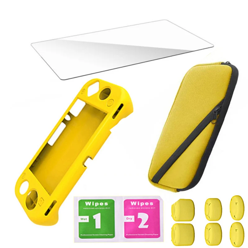 Kingd Switch Lite мини консольные Аксессуары Защитный пакет Carring сумка для хранения чехол силиконовая рукоять оболочка стеклянная пленка - Цвет: Yellow