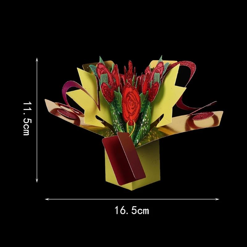  Greeting Cards Handmade Birthday Wedding Invitation 3D Pop Up Card Rose Flower D08D - 4.00036E+12