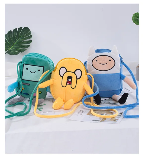 Finn & Jake Figure Crossbody Bag Swag Rap Plush Coin Bag Phone Bag Anime Advanture Robert BMO Bag Stuffed Toys For Children 2