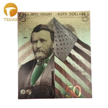 

The United States of America Gold Banknote Collectible Souvenir Gold Foil Banknote Gold Plated 50 Dollars Bills Fake Money
