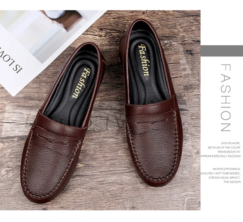 Mayba Männer Slipper Rindsleder Schuhe hochwertige Freizeit schuhe Flat Slip auf Größe 37-46 – Detail 20
