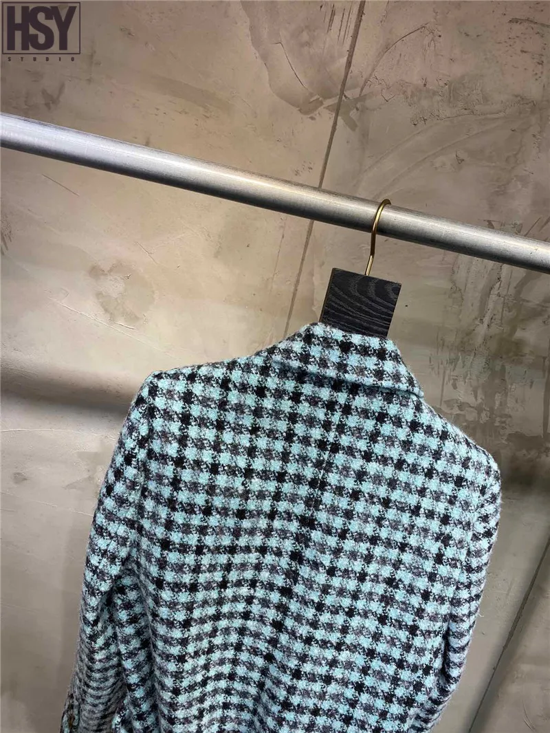 【HSY】2019 Осень Зима Новый женский костюм куртка Асимметричная обертка укладки