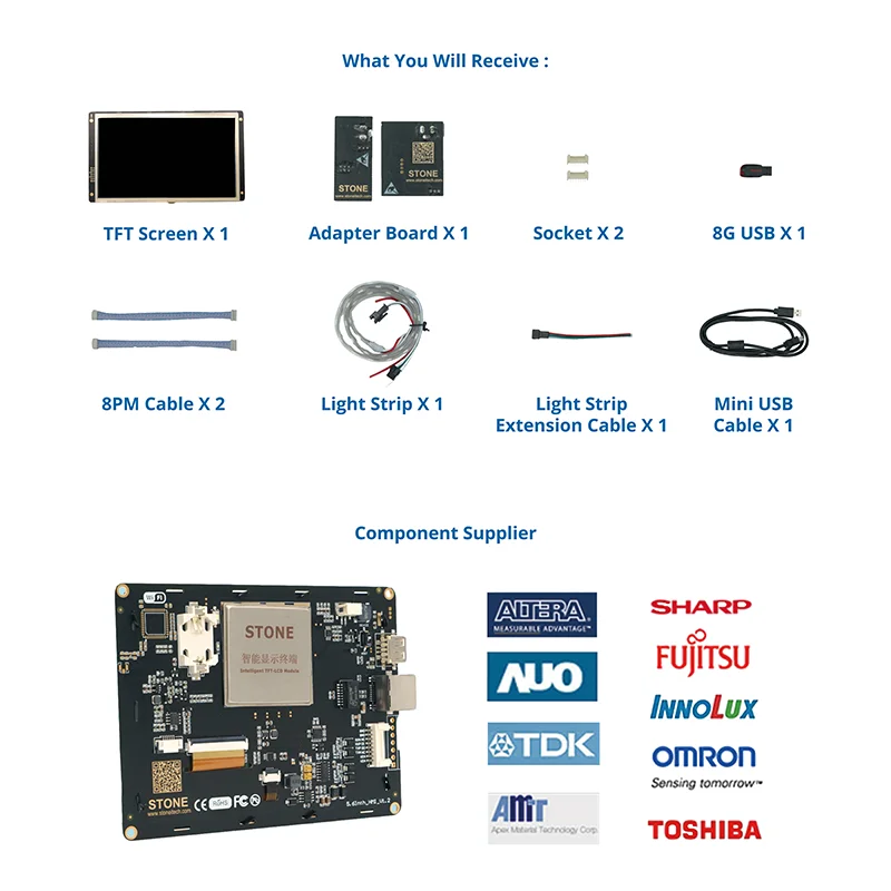 7 Inch HMI NEW Serial LCD Display Module with Program + Touch Screen for Equipment Control Panel STWA070WT-01