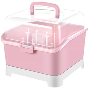 

Baby Bottle Cleaning Dry Rack Portable Baby Bottles Storage Box Children Large Detachable Dust-Proof Drainage Shelf Drying Frame