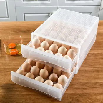 

Kitchen Refrigerator Storage Box Egg Storage Box Rectangular Transparent Compartment Box With Lid Egg Box