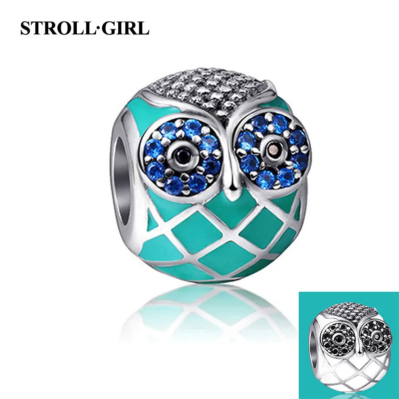 Strollgirl Серебро 925 животных Сова Шарм Бусины с эмалью и камнями Fit Аутентичные | Отзывы и видеообзор
