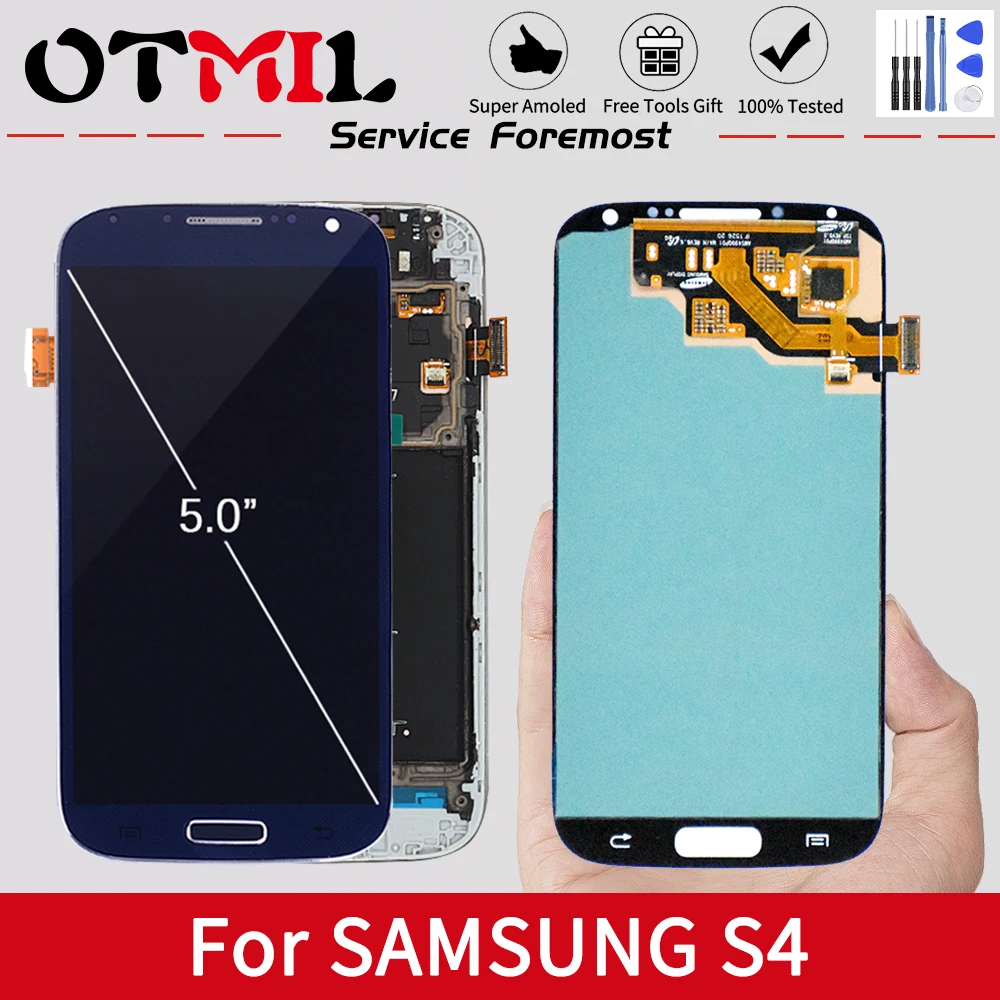 Сенсорный ЖК дисплей AMOLED экран 5 дюймов с рамкой для SAMSUNG Galaxy S4 i9500 i9505 i9506 i337 замена