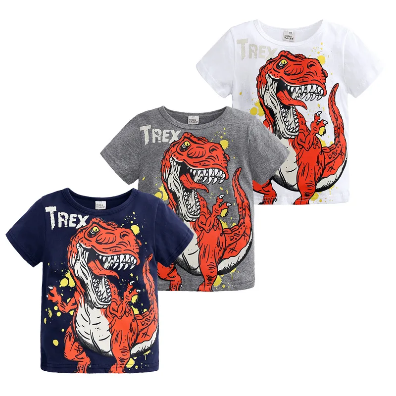

2019 New Style Summer CHILDREN'S Short-sleeved T-shirt Dinosaur KID'S Jacket Kids Clothes