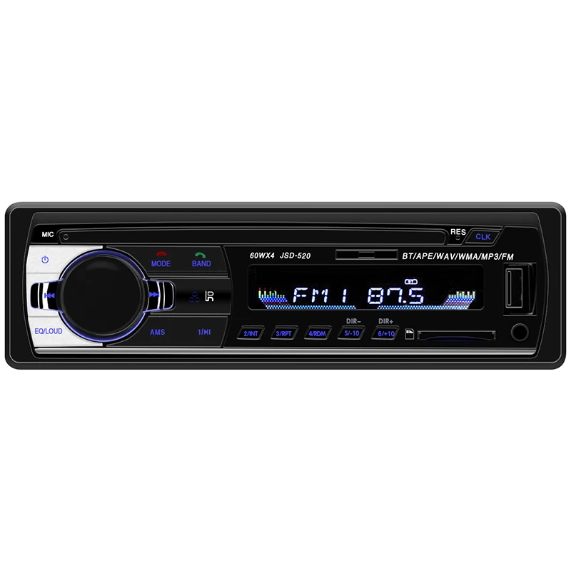 Авторадио Bluetooth 12 в автомобильный стерео радио FM Aux-IN вход приемник SD USB JSD-520 в тире 1 din автомобильный MP3 мультимедийный плеер - Цвет: No SD Card