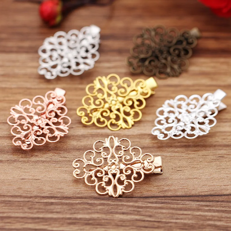 

10pcs/lot Copper Vintage Bridal Hairpins Hair Clips Rose Gold/Silver/Antique Bronze Color Hair Clip for DIY Hair Jewelry Making