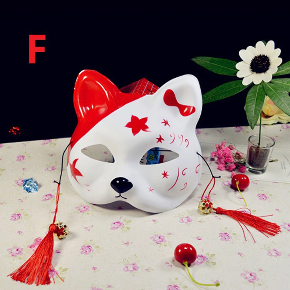 

Japanese Fox Masks Cat Anime Cosplay Halloween Fox Cat Half Face Cartoon Masks new
