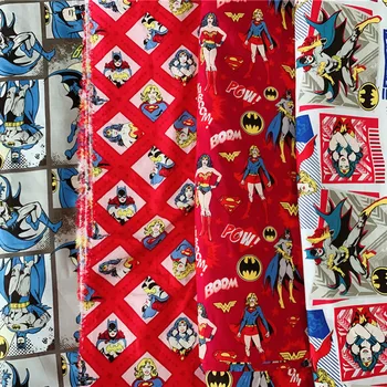 

wide110cm Cartoon Wonder Girl Superhero Girl Bat Boy Fabric 100% Cotton Fabric Patchwork Sewing Material Diy Dress Shirt