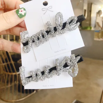 

1Pc Shining Letter Hairpins Crystal Shiny Rhinestones Letters Hair Clips Women Styling Tool Hairgrip Diamond Hair Accessories