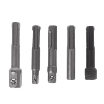 

5Pcs SDS Plus 1/4 Hex Socket Driver Hammer Drill Bit Chuck Adaptor Bar Kit Set