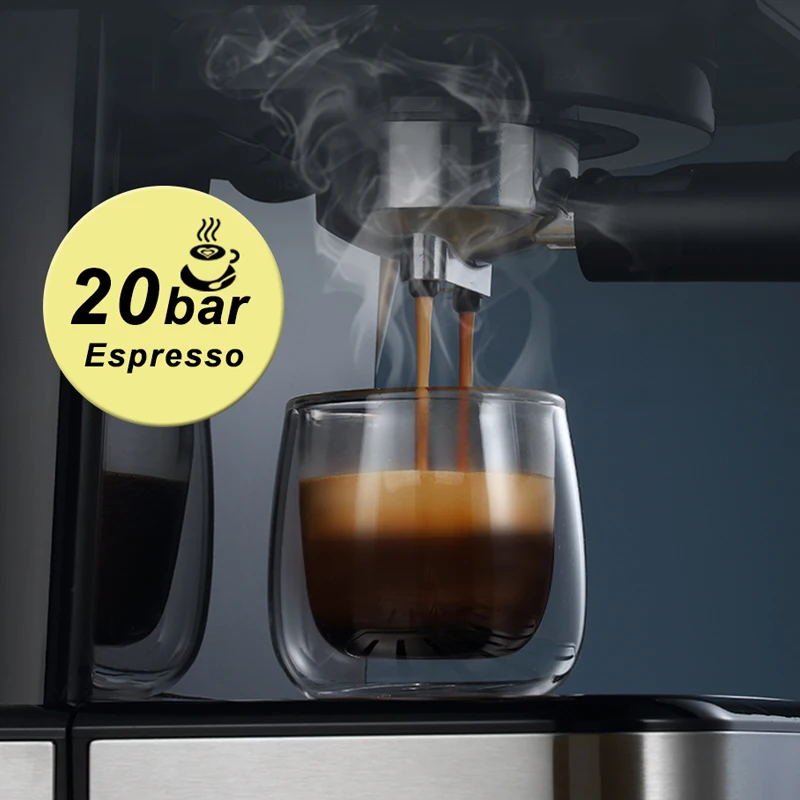 HiBREW 20Bar Semi Automatic Espresso Coffee Machine Temperature Adjustable  58mm Portafilter Cold/Hot Coffee Maker Metal CaseH10A - AliExpress