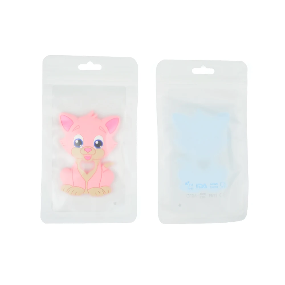 1PC Cat Silicone Teether Toys Necklace Accessories Infant Chew Toys Raccoon Silicone Beads Soft teether DIY Baby Teething 5