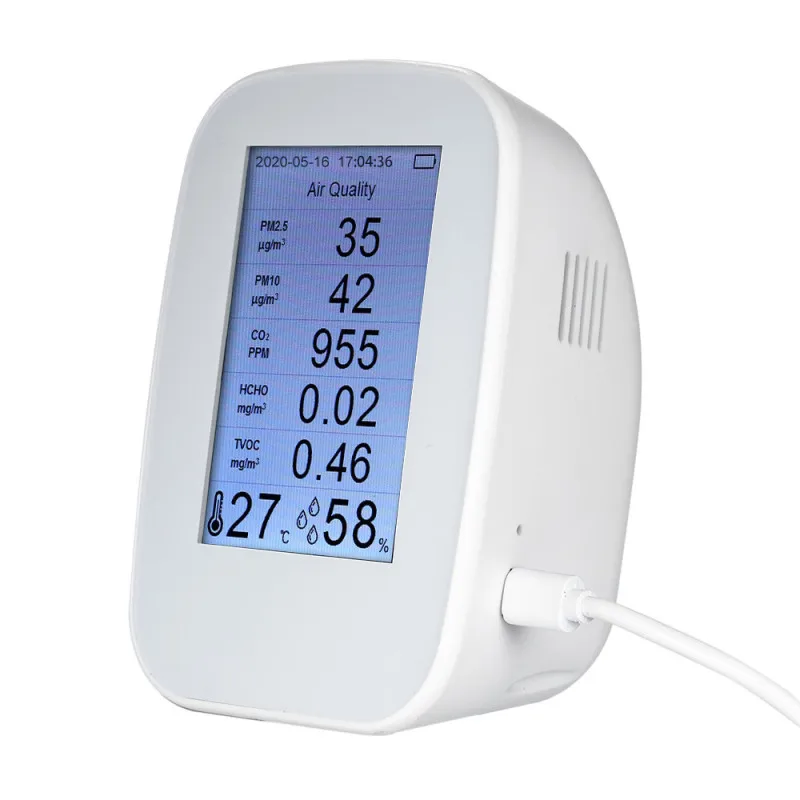 

PM2.5 TVOC Multifunctional Air Quality Detector Gas Detector Tester with USB for Smart Home Temperature and Humidity Detector