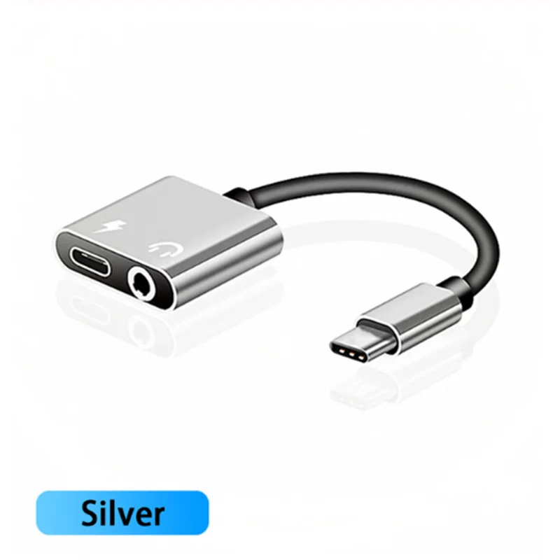 Silver 2 Type C-3,5 мм разъем для наушников 3,5 AUX USB C кабель для huawei P20 P30 Xiaomi Mi8 9 samsung S9 S10 2 в 1 зарядный аудио адаптер - Цвет: Silver 2