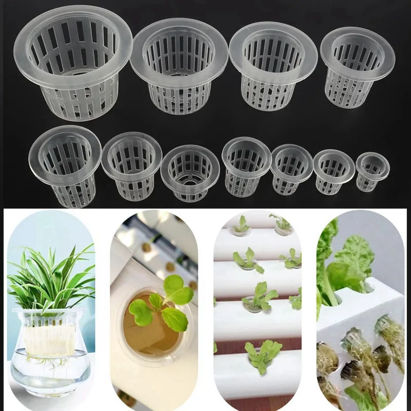 50Pcs Translucent Hydroponic Baskets Mesh Pot Net Cup Hydroponic