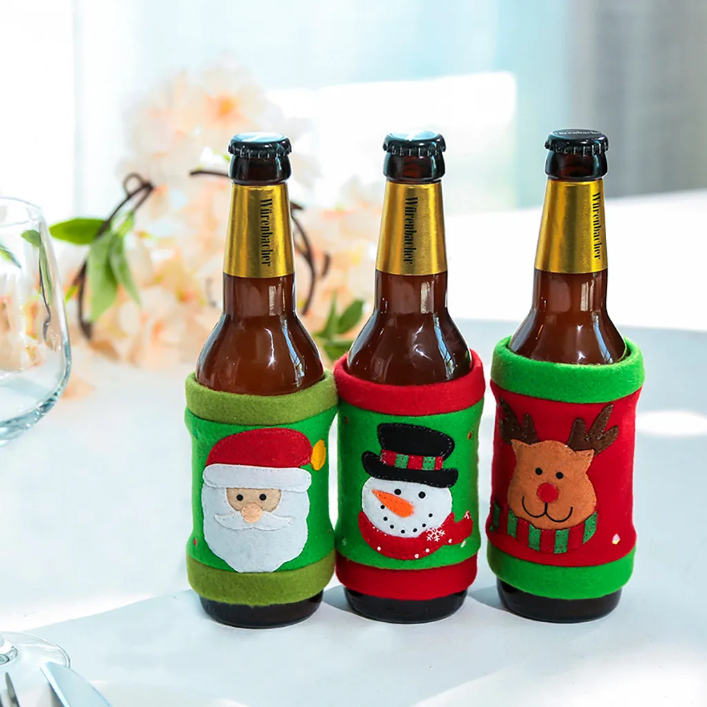 Cchristmas крышка бутылки вина машина вышитые бутылки вина набор принадлежности для украшения стола Copribottiglia Natale Wijnfles крышка
