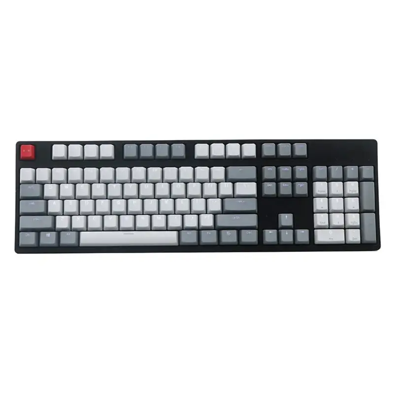 Vintage Style OEM Profile Thick PBT Shot Backlit RGB Keycaps Gray White Red Mix ANSI 108-Key for Cherry MX Switches Mechanical