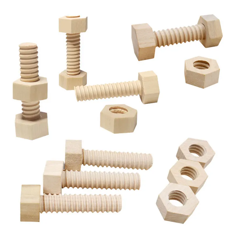 Wooden Screw Nut Assembly Educational Toy Solid Wood Screw Nut Decompression Fine Movement Training Educational Toy For Children wooden toys