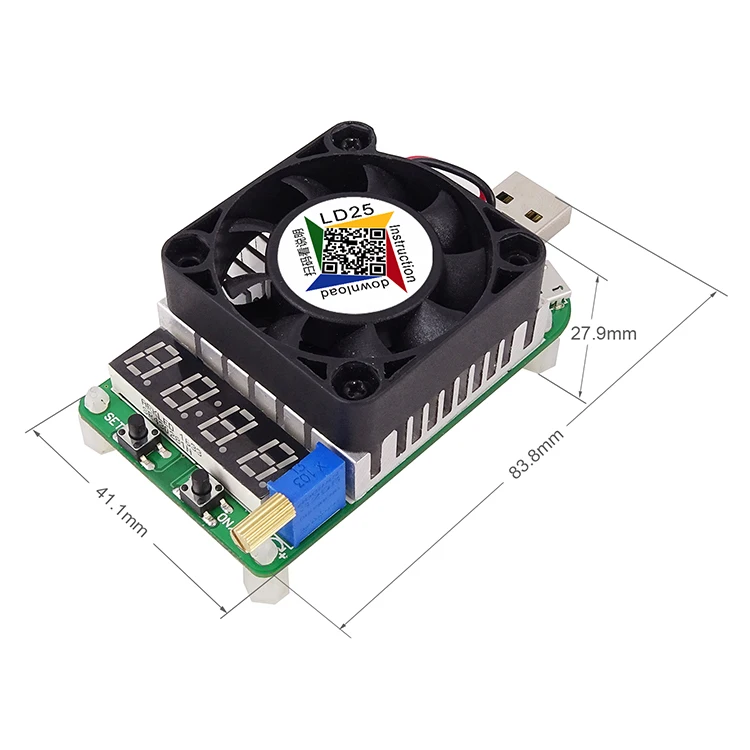 

LD25 USB electronic load digital voltage and current meter battery aging detector adjustable resistor