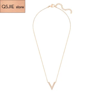 

High Quality SWA Rose V with Pearl Crystal MS Prototype Design Crystal Pendant Necklace