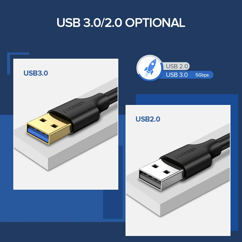 Ugreen USB к USB Удлинительный кабель Тип A Мужской к usb-вилке 3,0 2,0 удлинитель для радиатора жесткий диск Webcom usb-кабель для камеры расширения