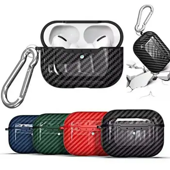 

Carbon Fiber TPU Case For AirPods Pro Wireless Bluetooth with Protective Earphone Cover Case Charging 3 For AirPods Hook Bo U9U8