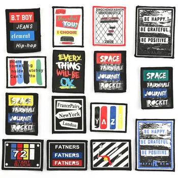 

Fashion 1pc Patch Sew-on Clothes Punk Square Black Colorful Patches For Clothing Coat Clothes Cool Boys High Quality Stickers